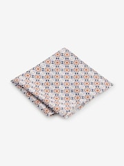 Rust Orange Slim Tie And Geometric Pocket Square Set - Image 4 of 5