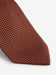 Rust Orange Slim Tie And Geometric Pocket Square Set - Image 5 of 5