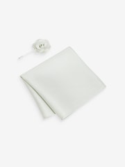 Light Green Textured Silk Lapel Pin And Pocket Square Set - Image 1 of 3