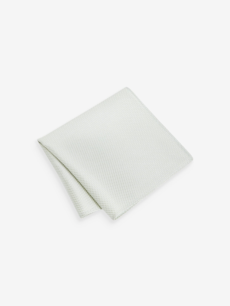 Light Green Textured Silk Lapel Pin And Pocket Square Set - Image 2 of 3