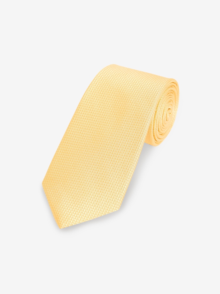 Yellow Textured Silk Tie - Image 1 of 3