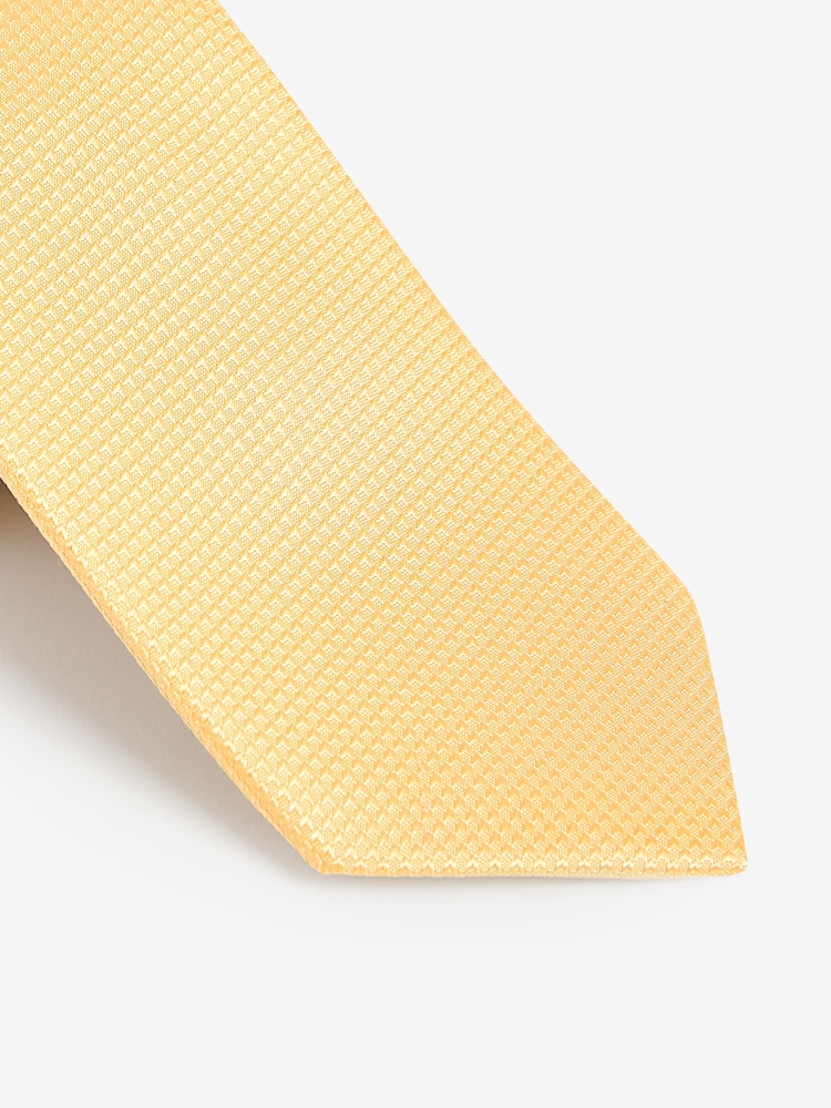 Yellow Textured Silk Tie - Image 2 of 3