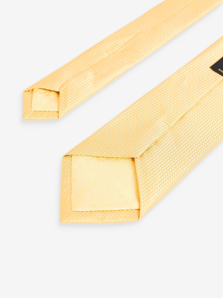 Yellow Textured Silk Tie - Image 3 of 3