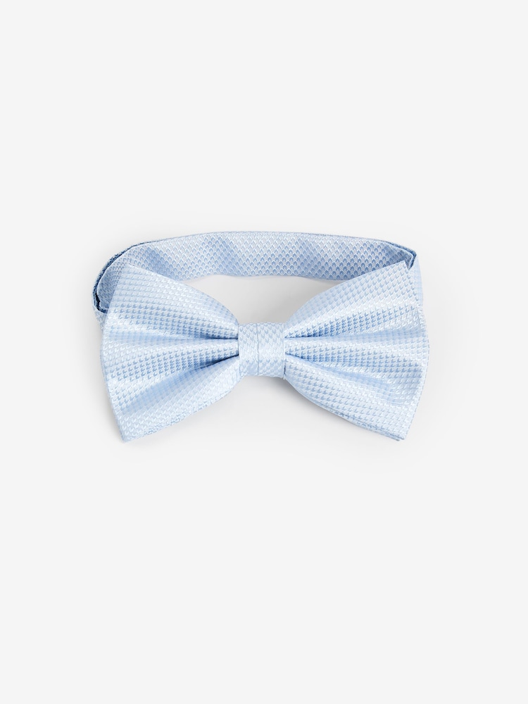 Light Blue Textured Silk Bow Tie - Image 2 of 4