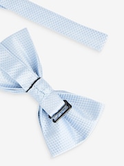 Light Blue Textured Silk Bow Tie - Image 4 of 4