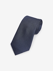 Navy Blue Textured Silk Tie - Image 1 of 3