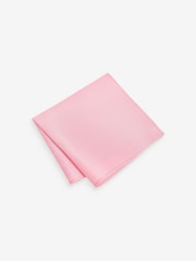 Coral Pink Textured Silk Lapel Pin And Pocket Square Set - Image 2 of 3