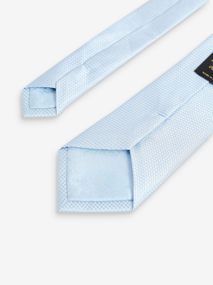 Light Blue Textured Silk Tie - Image 3 of 3 Light Blue Textured Silk Tie - Image 3 of 3