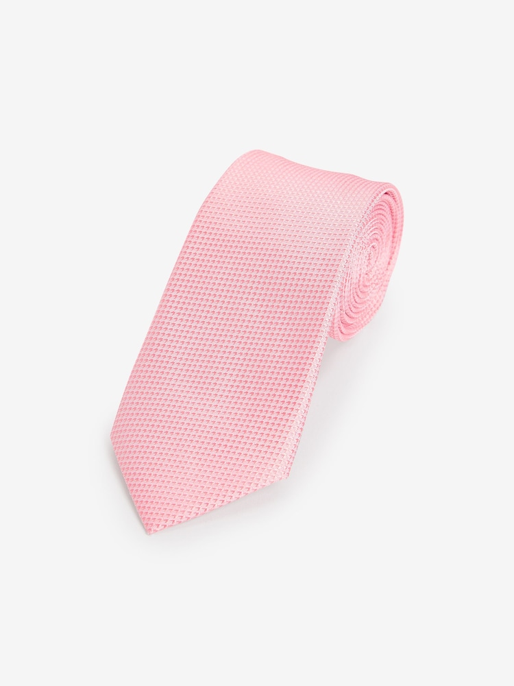 Coral Pink Textured Silk Tie - Image 1 of 3