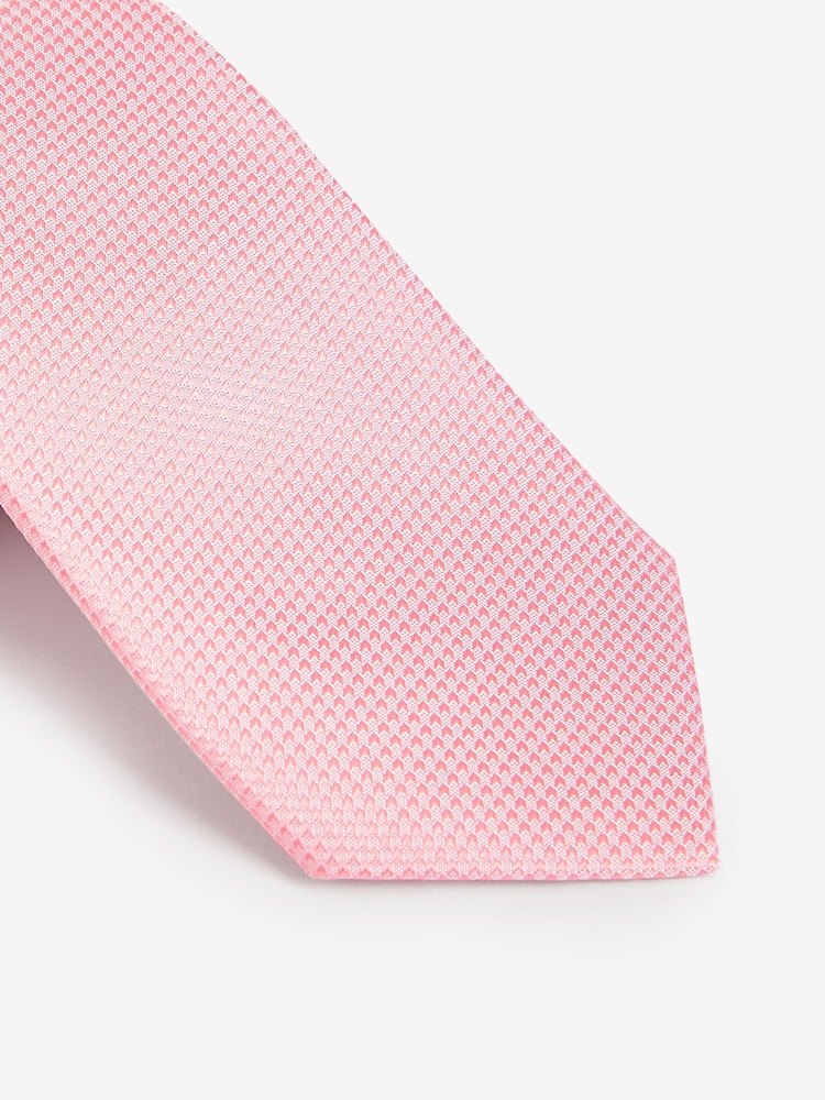 Coral Pink Textured Silk Tie - Image 2 of 3