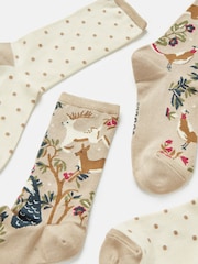 Joules Women's Everyday Neutral/Tan 2 Pack Socks (size 4-8) - Image 2 of 3