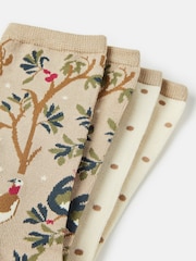 Joules Women's Everyday Neutral/Tan 2 Pack Socks (size 4-8) - Image 3 of 3