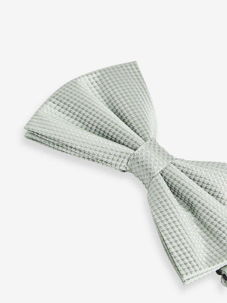 Light Green Textured Silk Bow Tie - Image 2 of 4