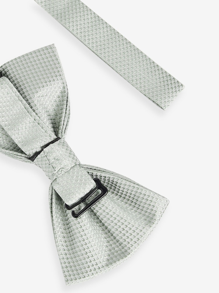 Light Green Textured Silk Bow Tie - Image 4 of 4