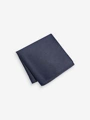 Navy Blue Textured Silk Lapel Pin And Pocket Square Set - Image 2 of 3