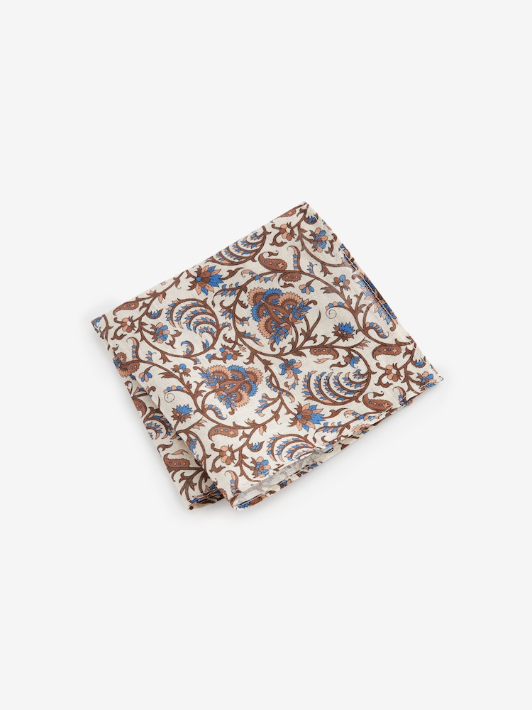Neutral Brown Sarasa Linen Pocket Square - Image 1 of 2