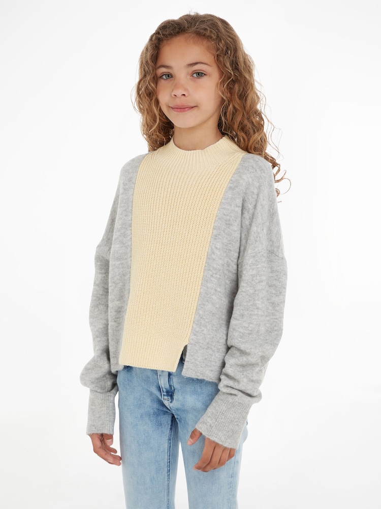 Calvin Klein Jeans Grey Mixed Stitch Sweat Shirt and Joggers Set - Image 1 of 9