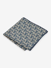 Neutral Brown/Blue Linen Pocket Square - Image 1 of 2