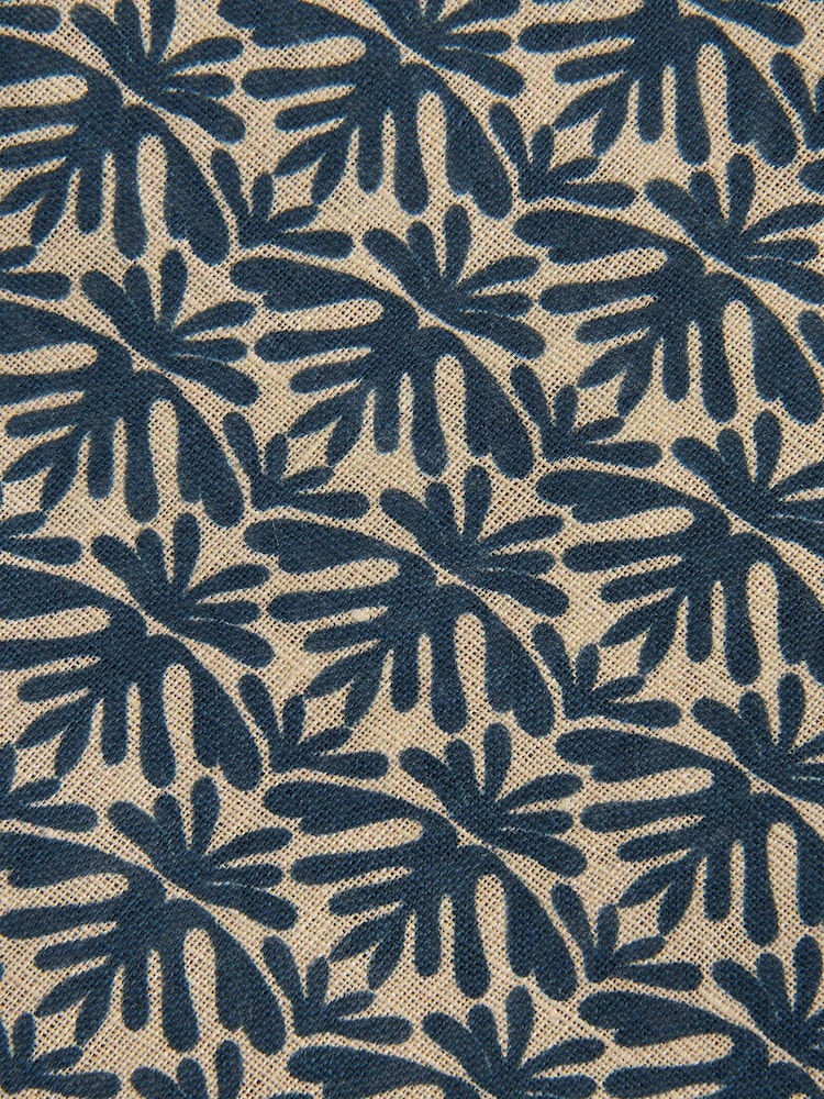 Neutral Brown/Blue Linen Pocket Square - Image 2 of 2