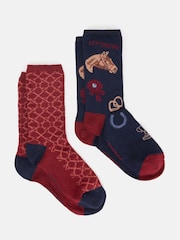 Joules Women's Everyday Burgundy 2 Pack Socks (size 4-8) - Image 1 of 3