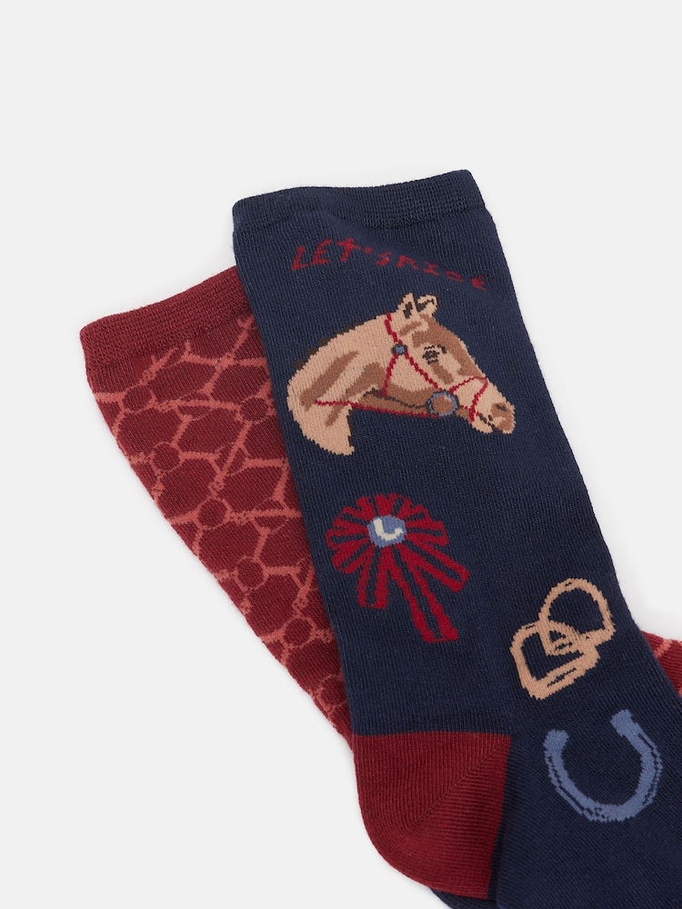 Joules Women's Everyday Burgundy 2 Pack Socks (size 4-8) - Image 3 of 3