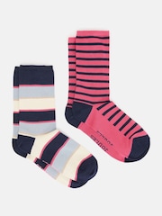 Joules Women's Everyday Red/Pink 2 Pack Socks (size 4-8) - Image 1 of 3