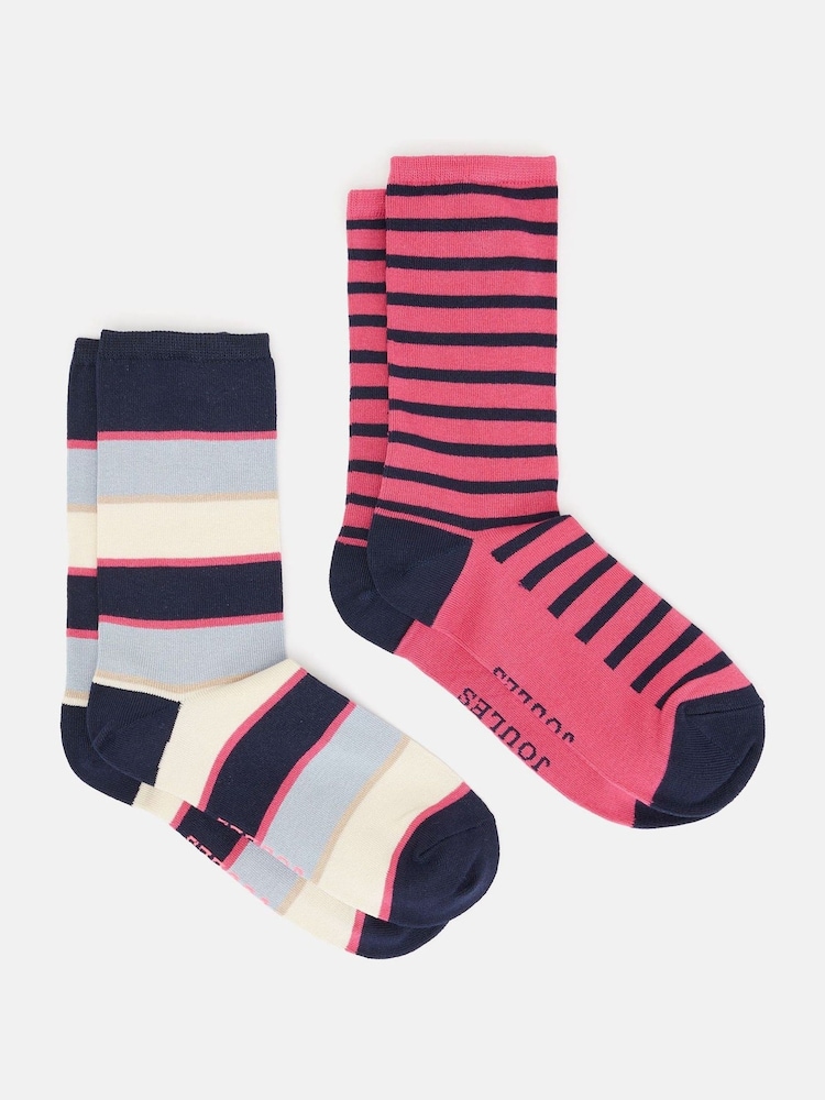 Joules Women's Everyday Red/Pink 2 Pack Socks (size 4-8) - Image 1 of 3