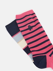 Joules Women's Everyday Red/Pink 2 Pack Socks (size 4-8) - Image 2 of 3