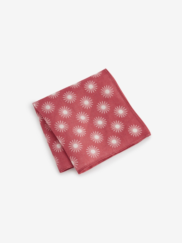 Coral Red Sun Linen Pocket Square - Image 1 of 2