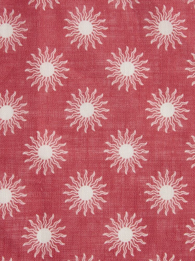 Coral Red Sun Linen Pocket Square - Image 2 of 2