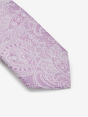 Lilac Purple Textured Paisley Tie, Pocket Square And Pin Set - Image 5 of 6