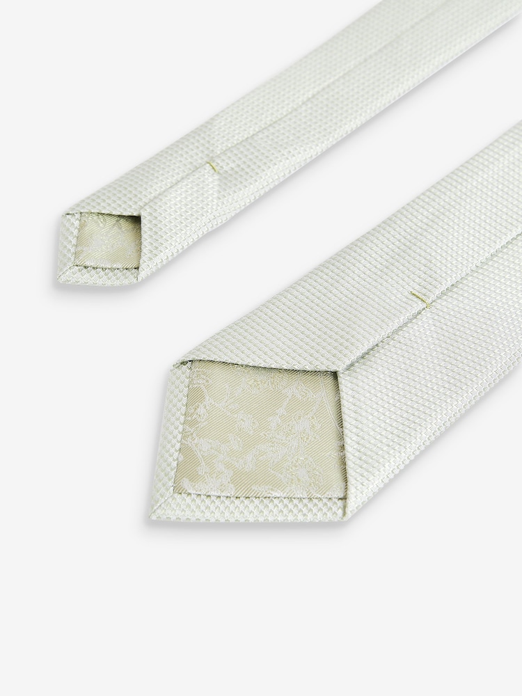 Light Green Textured Silk Tie - Image 3 of 3