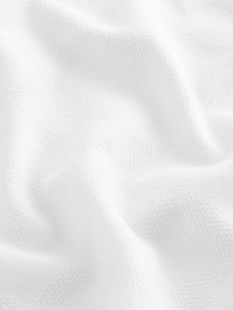 White Textured Short Sleeve Shirt with Cuban Collar - Image 8 of 8