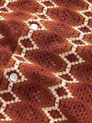 Rust Orange Stripe Crochet Short Sleeve Shirt - Image 7 of 8