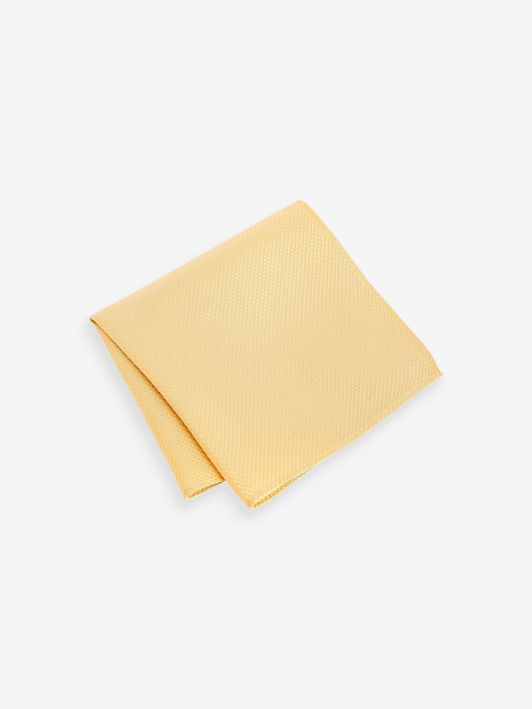 Yellow Textured Silk Lapel Pin And Pocket Square Set - Image 2 of 3