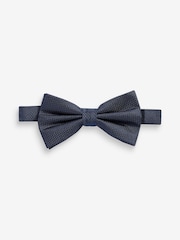 Navy Blue Textured Silk Bow Tie - Image 1 of 4