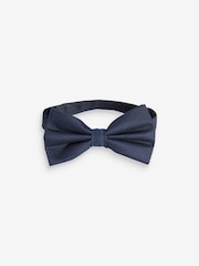 Navy Blue Textured Silk Bow Tie - Image 2 of 4