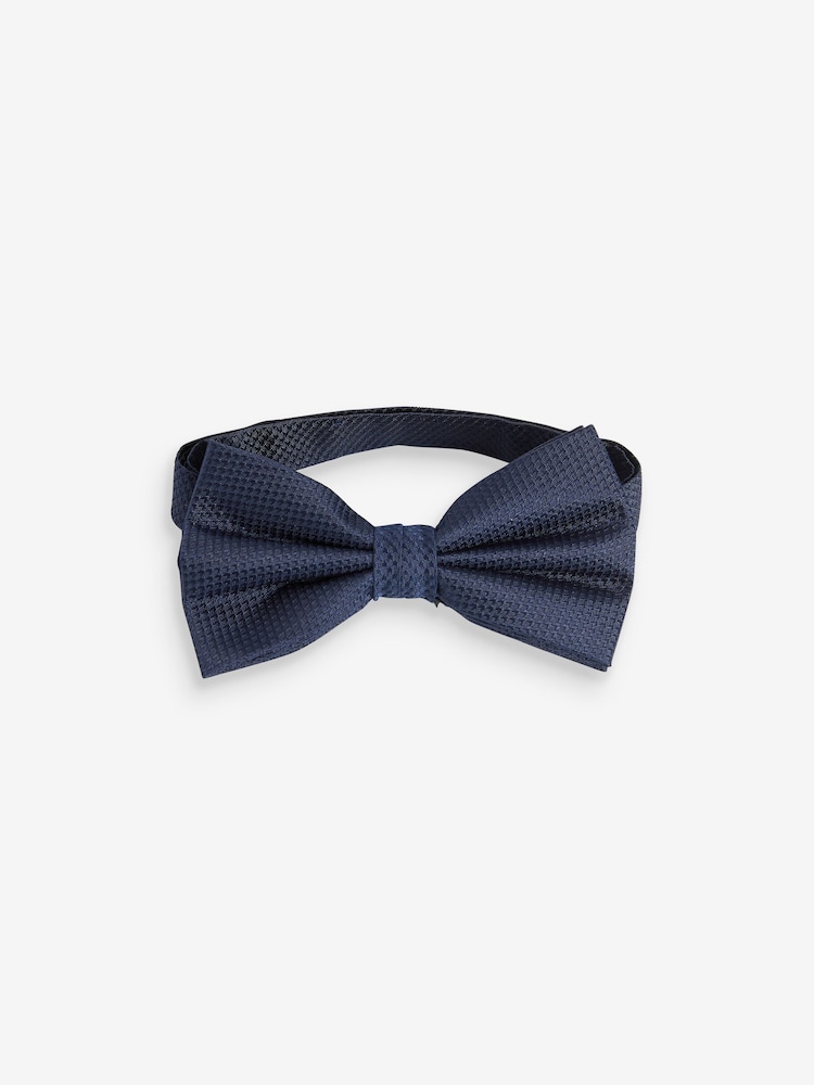 Navy Blue Textured Silk Bow Tie - Image 2 of 4