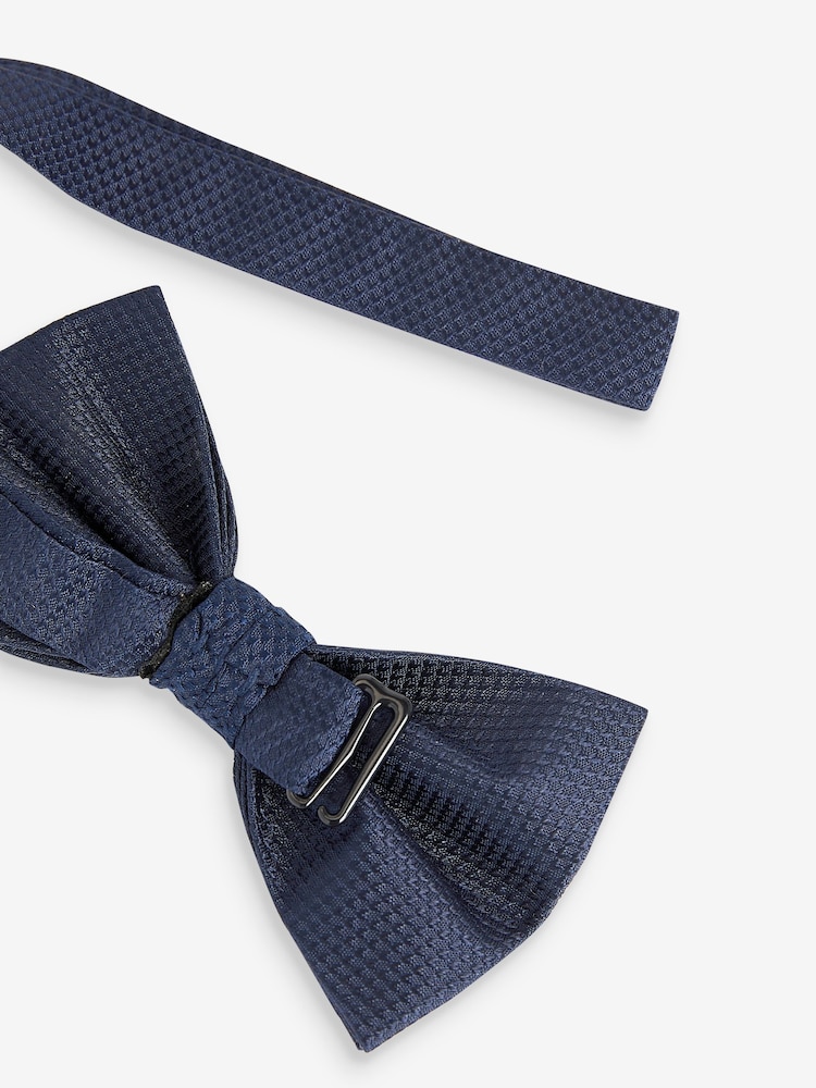 Navy Blue Textured Silk Bow Tie - Image 4 of 4