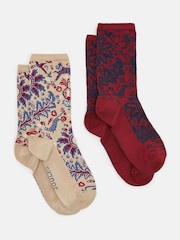 Joules Women's Everyday Neutral/Navy 2 Pack Socks (size 4-8) - Image 1 of 3