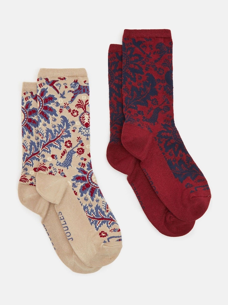 Joules Women's Everyday Neutral/Navy 2 Pack Socks (size 4-8) - Image 1 of 3