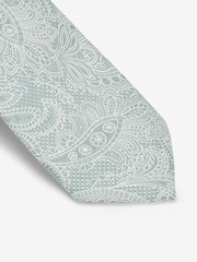 Sage Green Textured Paisley Tie, Pocket Square And Pin Set - Image 6 of 7