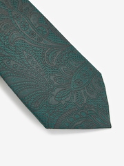 Forest Green Textured Paisley Tie, Pocket Square And Pin Set - Image 6 of 6