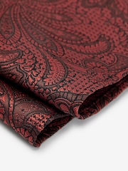 Rust Orange Textured Paisley Tie, Pocket Square And Pin Set - Image 5 of 7