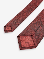 Rust Orange Textured Paisley Tie, Pocket Square And Pin Set - Image 6 of 7