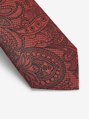 Rust Orange Textured Paisley Tie, Pocket Square And Pin Set - Image 7 of 7