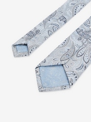 Light Blue Textured Paisley Tie, Pocket Square And Pin Set - Image 5 of 7