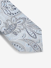 Light Blue Textured Paisley Tie, Pocket Square And Pin Set - Image 7 of 7