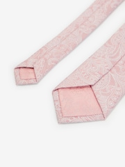 Light Pink Textured Paisley Tie, Pocket Square And Pin Set - Image 4 of 7