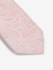 Light Pink Textured Paisley Tie, Pocket Square And Pin Set - Image 6 of 7